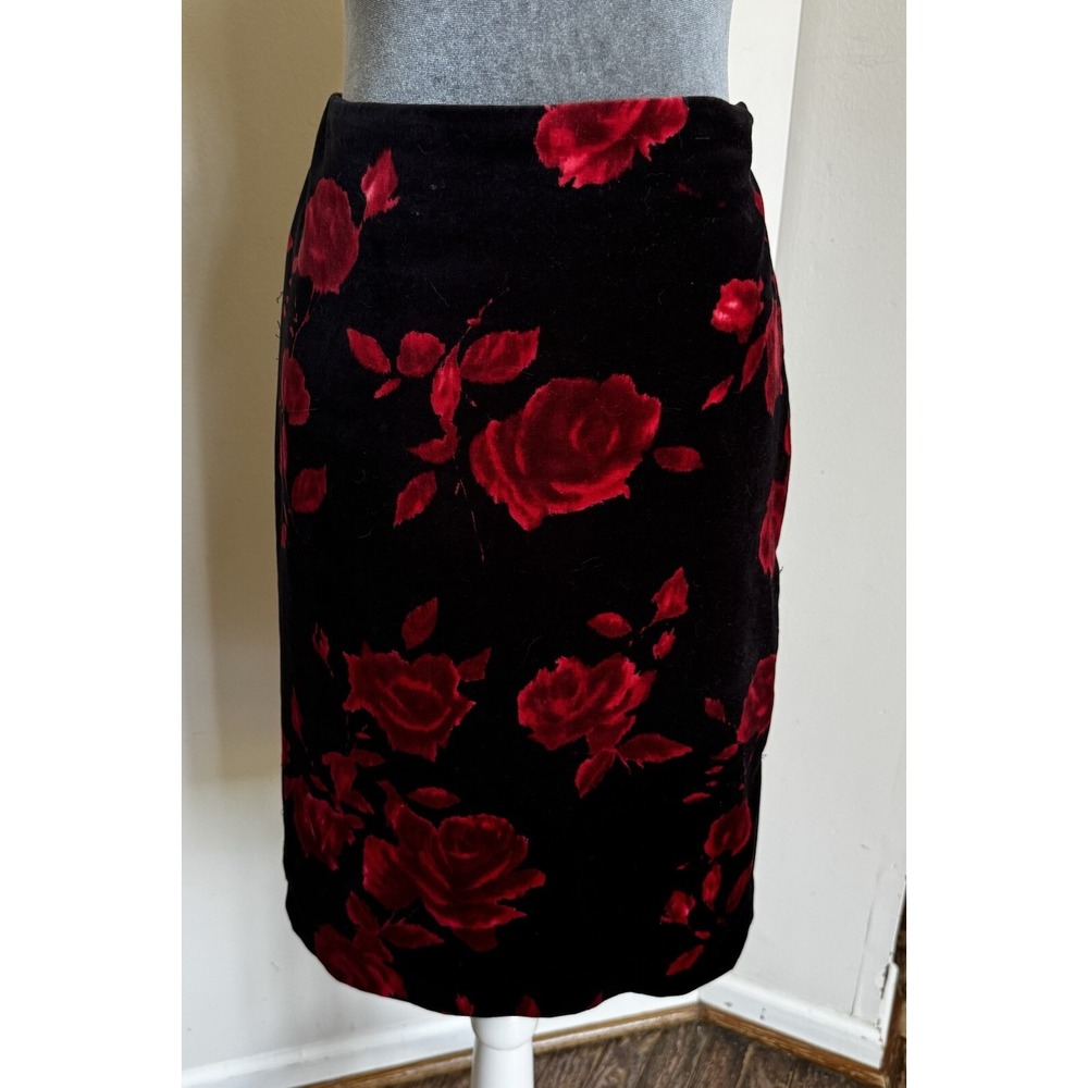 Talbots Skirt 6 Velvet Roses Floral Lined Coquette Old Money Whimsigoth Classic‎ - Picture 8 of 14